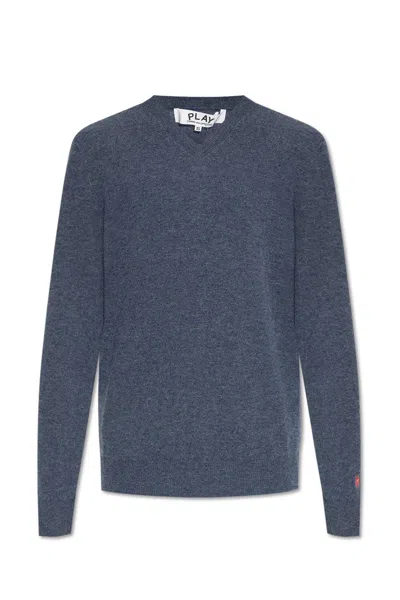 COMME DES GARÇONS PLAY HEART PATCH V-NECK JUMPER