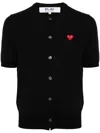 Comme Des Garçons Play Short-sleeved Knitted Cardigan In Black