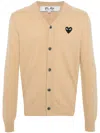 Comme Des Garçons Play Beige & Black Heart Patch Cardigan In 中性色