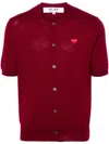 Comme Des Garçons Play V-neck Wool Cardigan In 红色