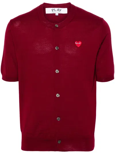 COMME DES GARÇONS PLAY HEART-PATCH WOOL CARDIGAN