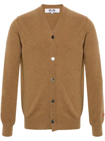 Comme Des Garçons Play Heart-patch Wool Cardigan In 中性色