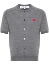 Comme Des Garçons Play Heart-patch Wool Cardigan In 灰色