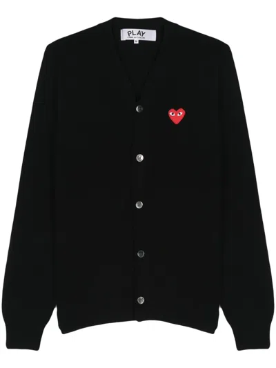 COMME DES GARÇONS PLAY HEART-PATCH WOOL CARDIGAN