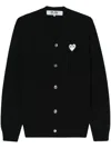 Comme Des Garçons Play Heart-patch Wool Cardigan In Black