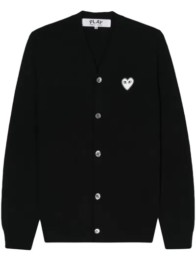 COMME DES GARÇONS PLAY HEART-PATCH WOOL CARDIGAN