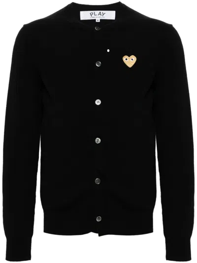 Comme Des Garçons Play Heart-patch Wool Cardigan In Black