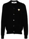 Comme Des Garçons Play Heart-patch Wool Cardigan In Black