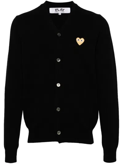 COMME DES GARÇONS PLAY HEART-PATCH WOOL CARDIGAN