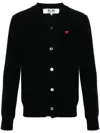 Comme Des Garçons Play Heart-patch Wool Cardigan In Black