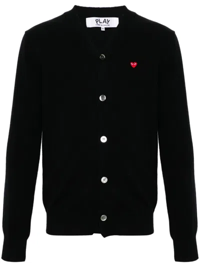 COMME DES GARÇONS PLAY HEART-PATCH WOOL CARDIGAN