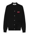 Comme Des Garçons Play Heart-patch Wool Cardigan In Black