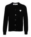 Comme Des Garçons Play Heart-patch Wool Cardigan In Black