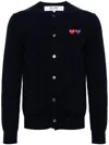 Comme Des Garçons Play Heart-patch Wool Cardigan In Blue