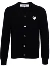 Comme Des Garçons Play Heart-patch Wool Cardigan In Blue