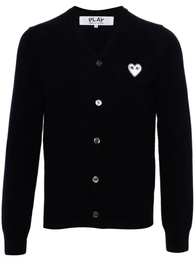 COMME DES GARÇONS PLAY HEART-PATCH WOOL CARDIGAN