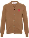 Comme Des Garçons Play Heart-patch Wool Cardigan In Brown
