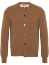 Comme Des Garçons Play Heart-patch Wool Cardigan In Brown