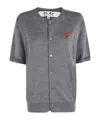 Comme Des Garçons Play Heart-patch Wool Cardigan In Gray