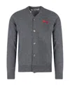 Comme Des Garçons Play Heart-patch Wool Cardigan In Gray