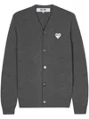 Comme Des Garçons Play Heart-patch Wool Cardigan In Grey