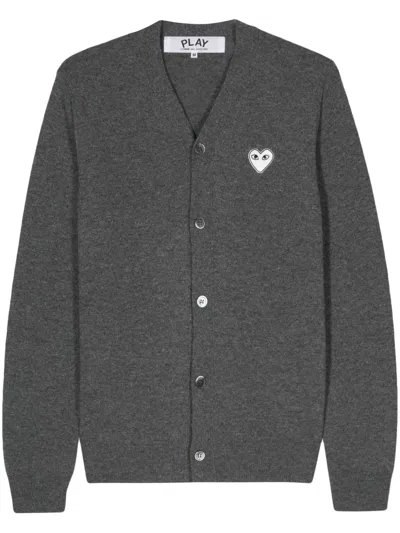 Comme Des Garçons Play Heart-patch Wool Cardigan In Black