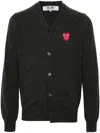 COMME DES GARÇONS PLAY HEART-PATCH WOOL CARDIGAN