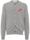 Comme Des Garçons Play Heart-patch Wool Cardigan In Grey