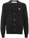 Comme Des Garçons Play Black Small Heart Patch Cardigan In Grey