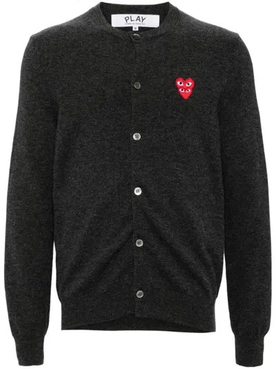 COMME DES GARÇONS PLAY HEART-PATCH WOOL CARDIGAN