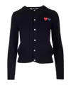 Comme Des Garçons Play Heart-patch Wool Cardigan In Navy