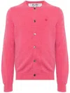 Comme Des Garçons Play Heart-patch Wool Cardigan In Pink