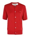 Comme Des Garçons Play Heart-patch Wool Cardigan In Red