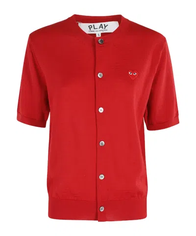 COMME DES GARÇONS PLAY HEART-PATCH WOOL CARDIGAN