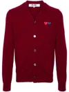 Comme Des Garçons Play Heart-patch Wool Cardigan In Red