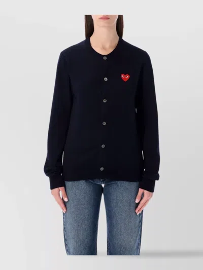 Comme Des Garçons Play Heart Patch Wool Cardigan With Long Sleeves
