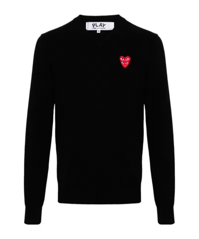 COMME DES GARÇONS PLAY HEART-PATCH WOOL JUMPER