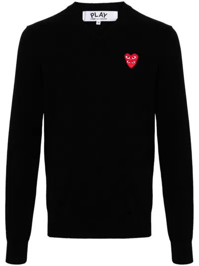 COMME DES GARÇONS PLAY HEART-PATCH WOOL JUMPER