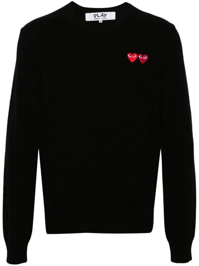 Comme Des Garçons Play Heart-patch Wool Jumper In Black