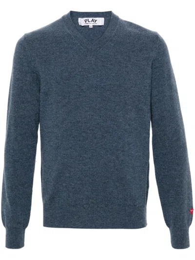 COMME DES GARÇONS PLAY HEART-PATCH WOOL JUMPER