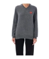 Comme Des Garçons Play Heart Sweater, Cardigans Gray In Gray
