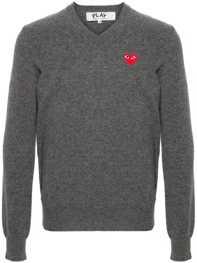 COMME DES GARÇONS PLAY HEART-PATCH WOOL JUMPER