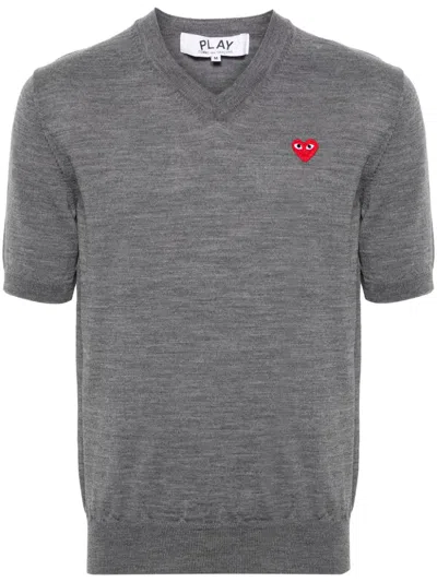 Comme Des Garçons Play Heart-patch Wool Jumper In Grey