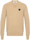 Comme Des Garçons Play Heart-patch Wool Jumper In Neutrals