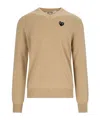 Comme Des Garçons Play Heart-patch Zip-up Hoodie In Nude