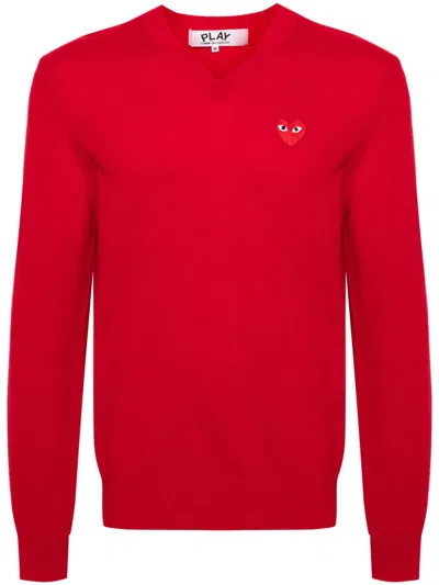 COMME DES GARÇONS PLAY HEART-PATCH WOOL JUMPER