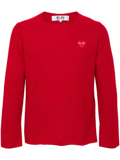 Comme Des Garçons Play Pullover Mit Herz-patch In Rot