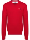Comme Des Garçons Play Heart-patch Wool Jumper In Rot