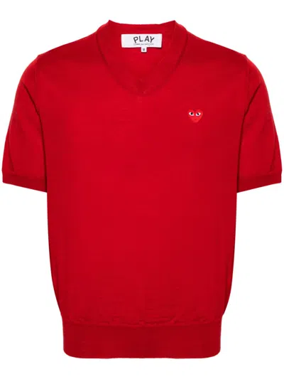 Comme Des Garçons Play Pullover Mit Herz-patch In Rot