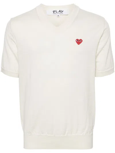 Comme Des Garçons Play Pullover Mit Herz-patch In Weiss